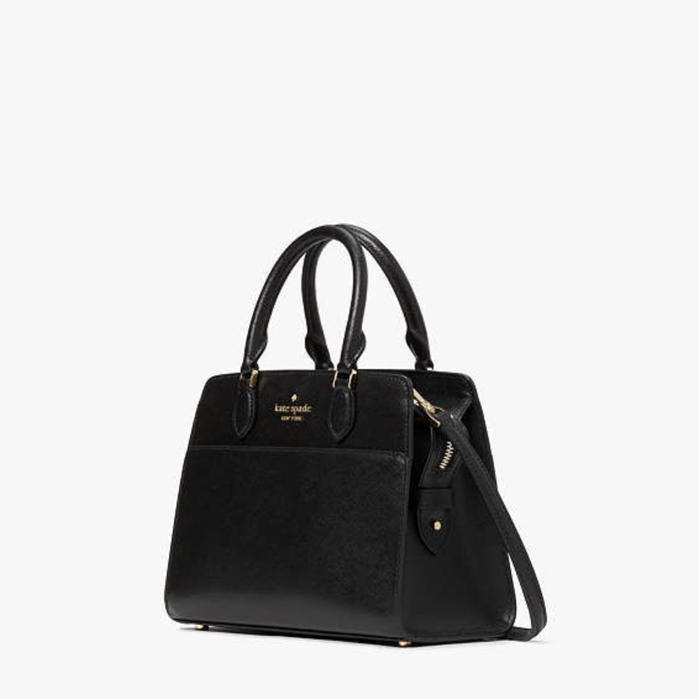KATE SPADE Madison Saffiano Leather Small Satchel BLACK COLOR - Picture 4 of 14